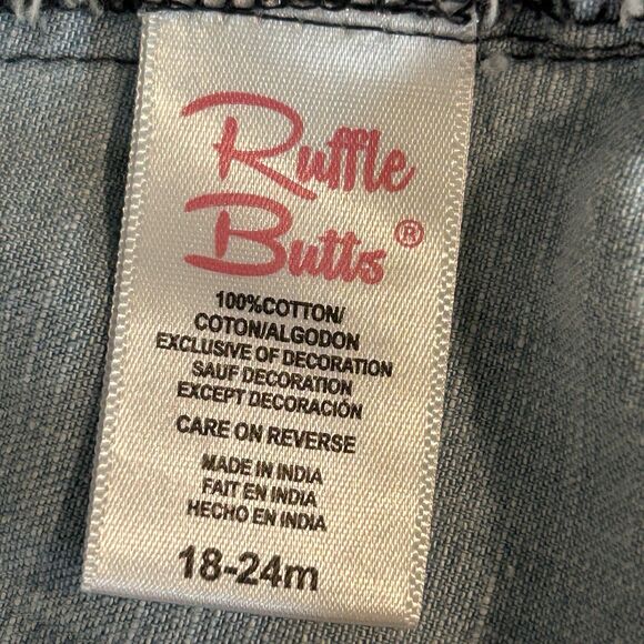 Ruffle Butts Dress 18-24 Months Chambray 100% Cotton 3/4 Sleeve Ruffle Blue - Picture 4 of 8